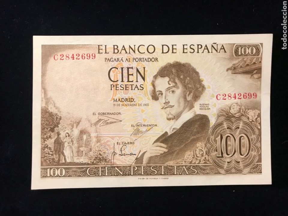 M&uuml;nzen unter Franco: Billete de 100 pesetas de 1965 sin circular SERIE C