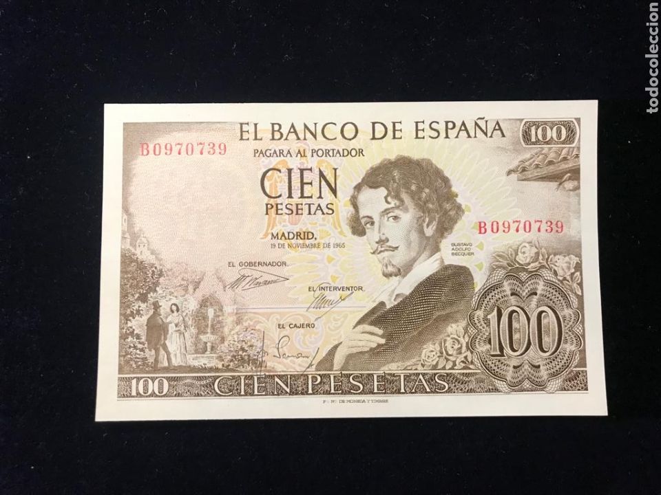 M&uuml;nzen unter Franco: Billete de 100 pesetas de 1965 sin circular SERIE B