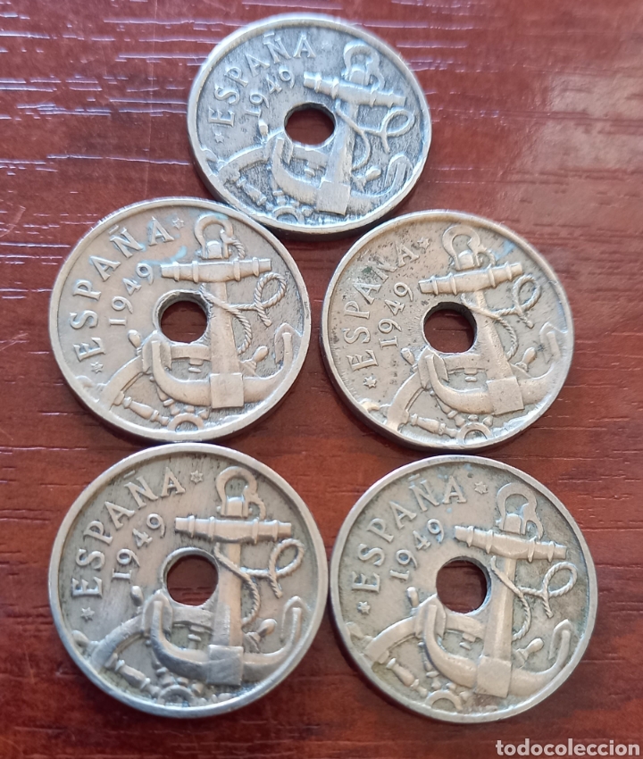 Monedas Franco: 5 monedas de 50 c&eacute;ntimos. 1949 - Foto 2
