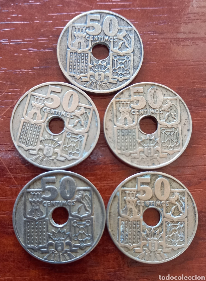 Monedas Franco: 5 monedas de 50 c&eacute;ntimos. 1949 - Foto 1