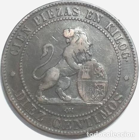 Monedas Franco: 10 centimos 1870 gobierno provisional - Foto 1
