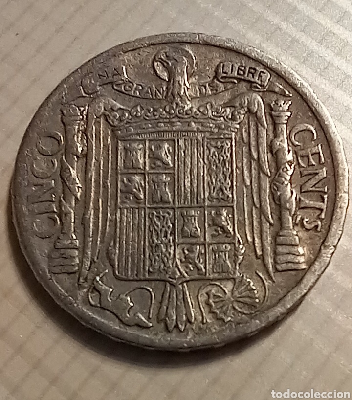 Monedas Franco: Moneda de 5 cent&iacute;metros de 1940.( Plus con V) - Foto 2