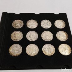 Monedas Franco: COLECCION DE 12 MONEDAS DE PLATA DE LA PESETA AL EURO. Lote 319162588