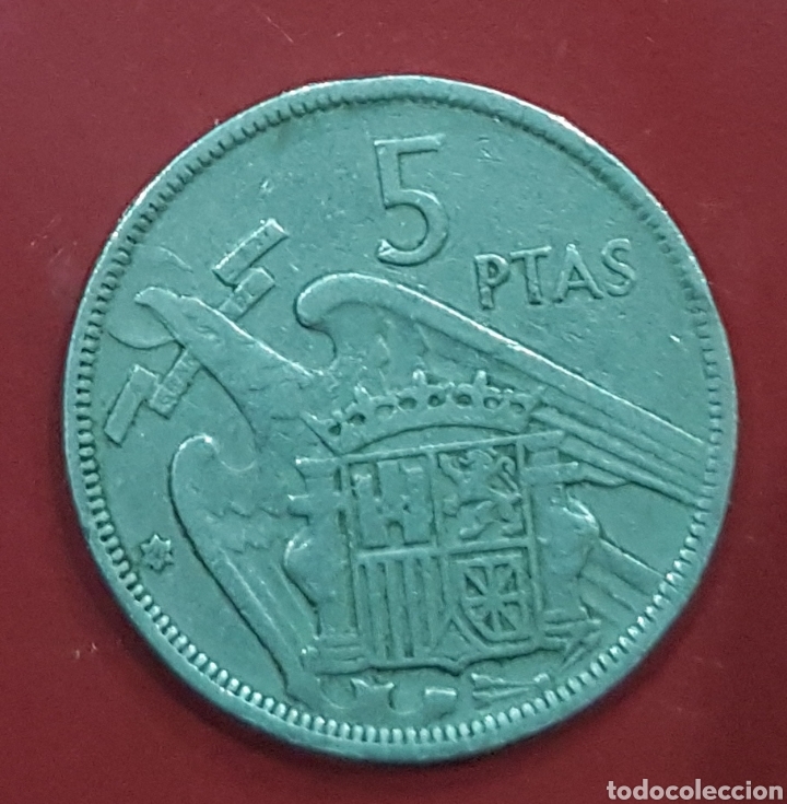 Monedas Franco: 5 pesetas, estrella 1960 - Foto 2