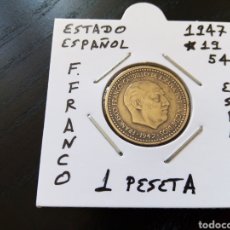 Monedas Franco: MONEDA 1 PESETA ESTADO ESPAÑOL 1947 ESTRELLAS 19-54 MBC ENCARTONADA. Lote 330349458