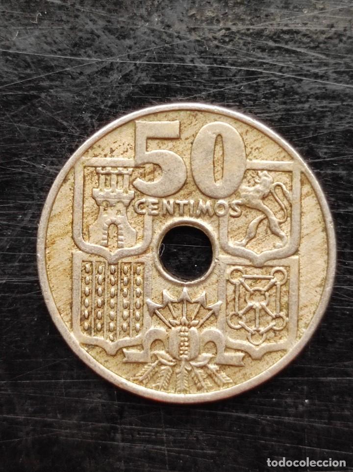 Monedas Franco: Moneda de 50 c&eacute;ntimos Espa&ntilde;a 1949 *52 - Foto 2