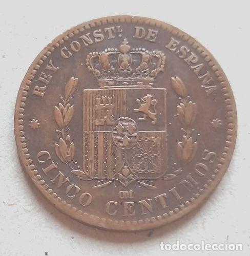 Monedas Franco: moneda de espana ano 1877 de 5 centimos - Foto 1