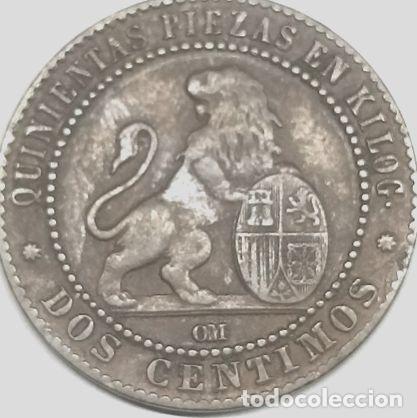 Monedas Franco: moneda 2 centimos espana 1870 - Foto 1