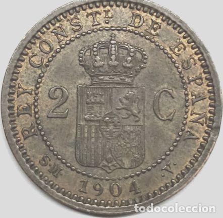 Monedas Franco: moneda 2 centimos espana 1904 - Foto 1