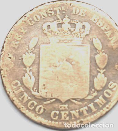Monedas Franco: moneda de 5 centimos espana 1878 - Foto 1