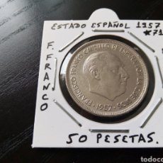 Monedas Franco: MONEDA 50 PESETAS ESTADO ESPAÑOL 1957 ESTRELLA 71 MBC ENCARTONADA. Lote 336871958