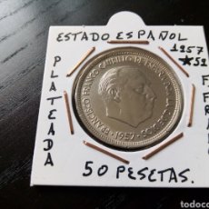 Monedas Franco: MONEDA 50 PESETAS ESTADO ESPAÑOL 1957 ESTRELLA 59 MBC ENCARTONADA. Lote 336872573