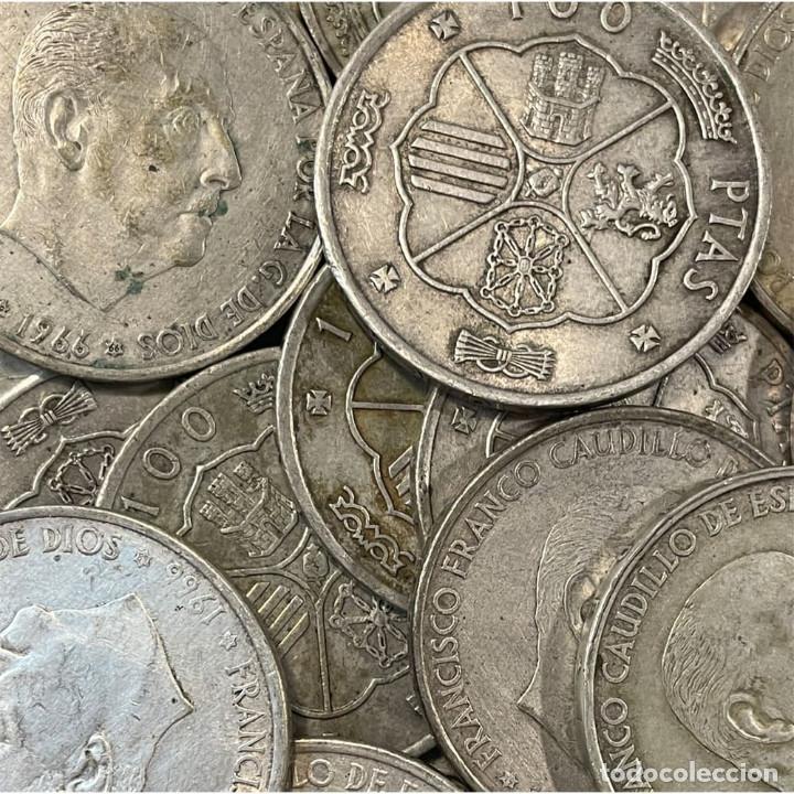 Franco Coins: ESPA&Ntilde;A LOTE DE 10 MONEDAS DE PLATA 100 PESETAS DE FRANCO 1966 INVERSION