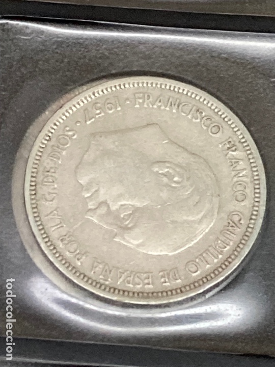 Monedas Franco: 28 monedas de 5 pesetas 1957 E69 - Foto 8