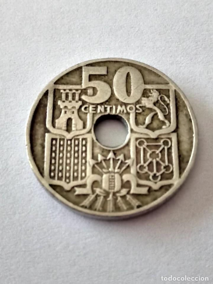 Monedas Franco: Moneda espa&ntilde;ola 50 c&eacute;ntimos 1949✴52 - Foto 2