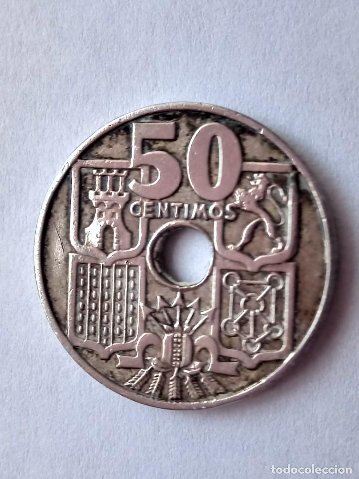 Monedas Franco: Moneda espa&ntilde;ola 50 c&eacute;ntimos 1949✴53 - Foto 3