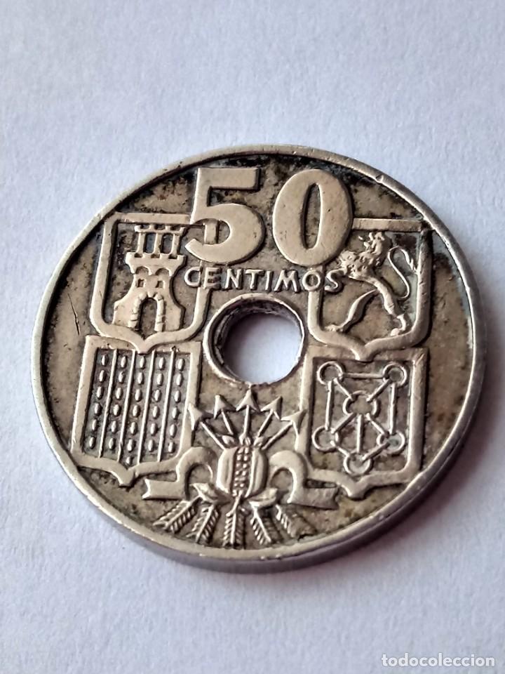 Monedas Franco: Moneda espa&ntilde;ola 50 c&eacute;ntimos 1949✴53 - Foto 4