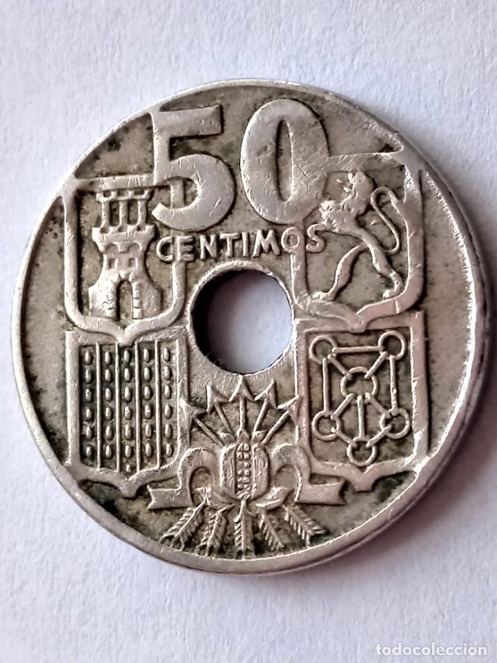 Monedas Franco: Moneda espa&ntilde;ola 50 c&eacute;ntimos 1949✴54 - Foto 5