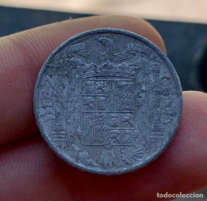 Monedas Franco: Moneda 10 Centimos 1945. Estado Espa&ntilde;ol - Foto 2