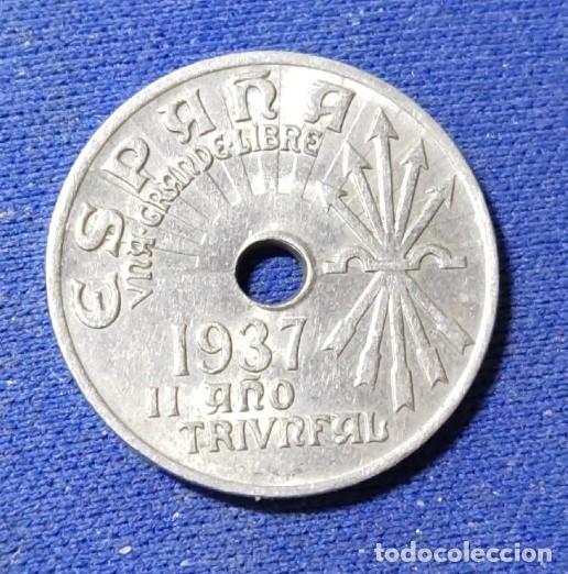 Monedas Franco: Moneda de 25 c&eacute;ntimos - Estado Espa&ntilde;ol 1937 - Foto 2