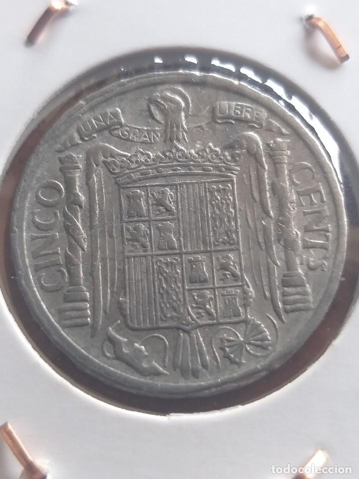 Monedas Franco: 5 c&eacute;ntimos 1945, Estado Espa&ntilde;ol, MBC - Foto 3