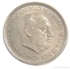Monedas Franco: 50 PESETAS 1957 ESTRELLA 59. ERROR DOS PLUMAS.. Lote 360434810
