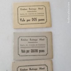 Monedas Franco: LOTE DE 3 VALES DE PAN, 2,4 Y 5 PANES ESTEBAN BUITRAGO. GUERRA CIVIL.. Lote 360960030