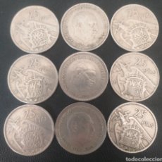 Monedas Franco: ESPAÑA 9 MONEDAS DE 25 PESETAS 1957. Lote 363068320