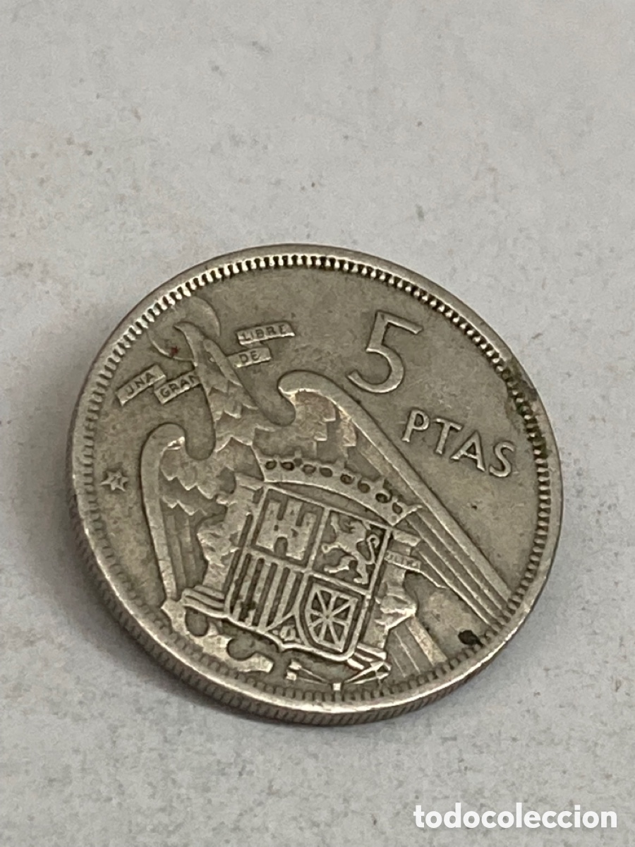 Monedas Franco: Moneda de 5 pesetas 1957 *71 - Foto 2
