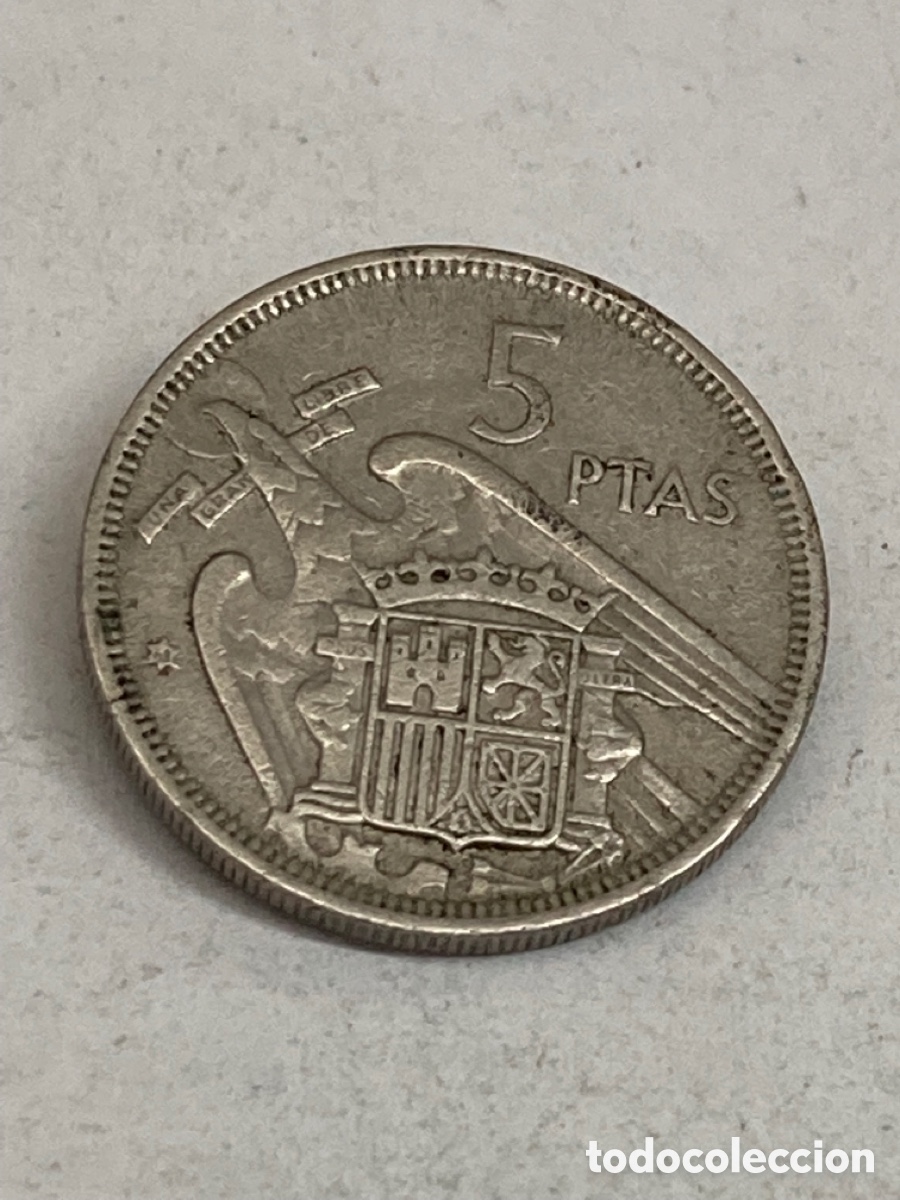 Monedas Franco: Moneda de 5 pesetas 1957 - Foto 3