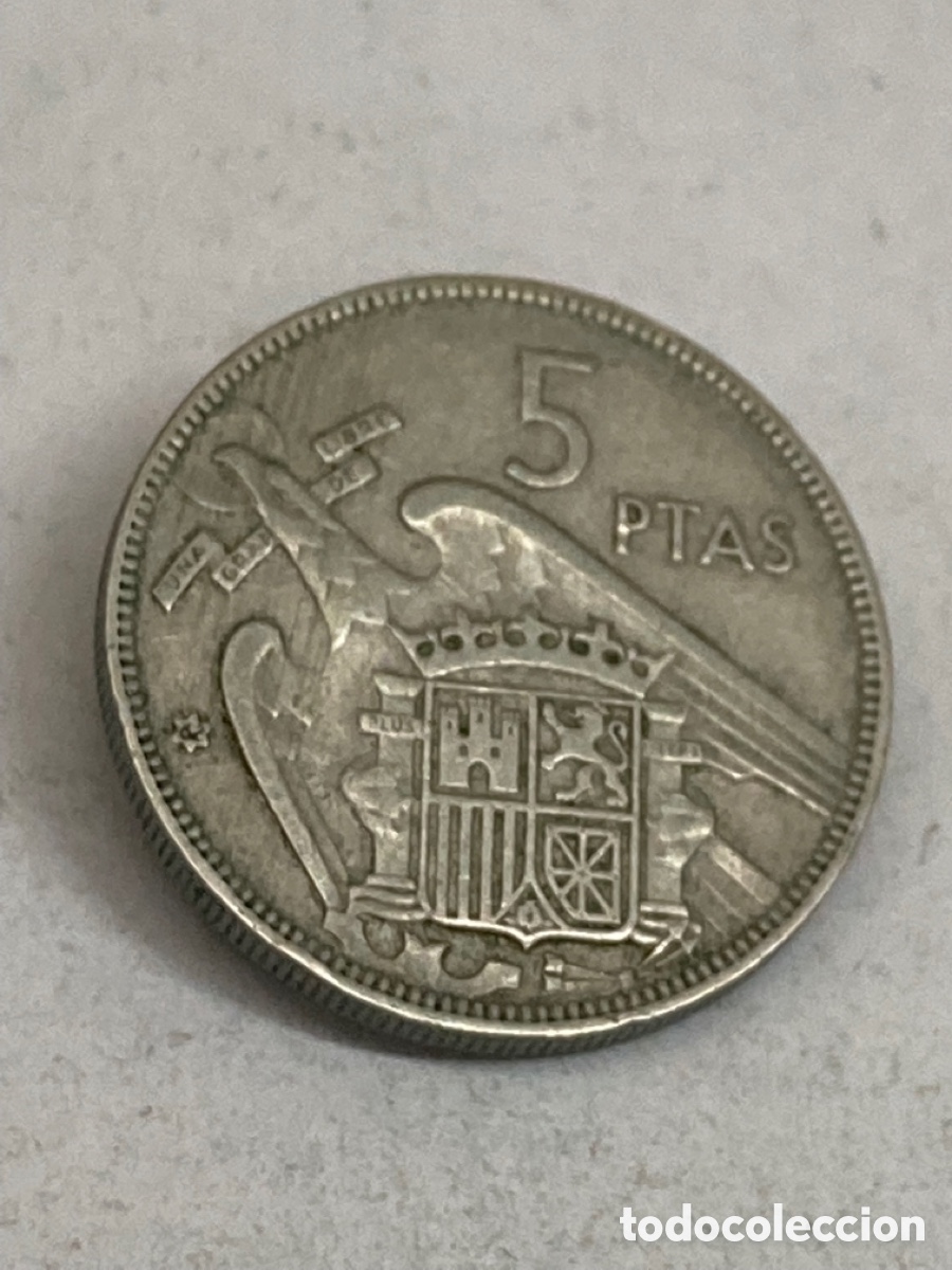 Monedas Franco: Moneda de 5 pesetas 1957 *62 - Foto 2