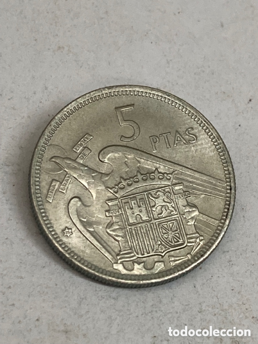 Monedas Franco: Moneda de 5 pesetas 1953 *71 - Foto 2
