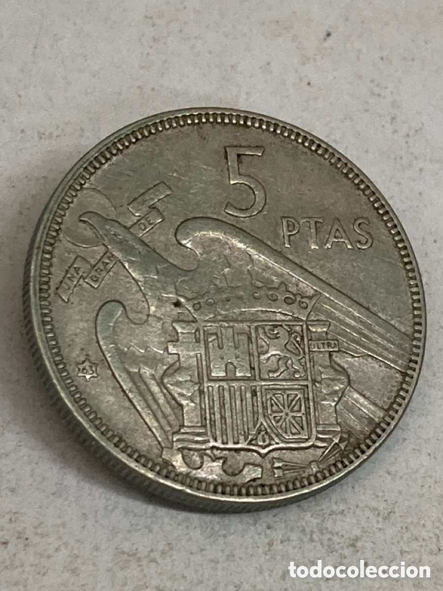 Monedas Franco: Moneda de 5 pesetas 1957 *63 - Foto 2