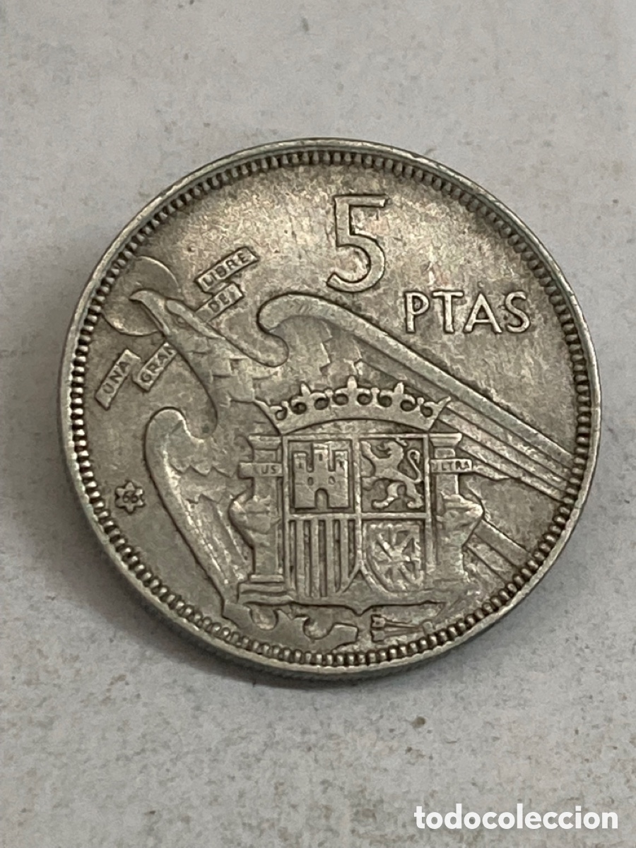 Monedas Franco: Moneda de 5 pesetas 1957 *66 - Foto 2