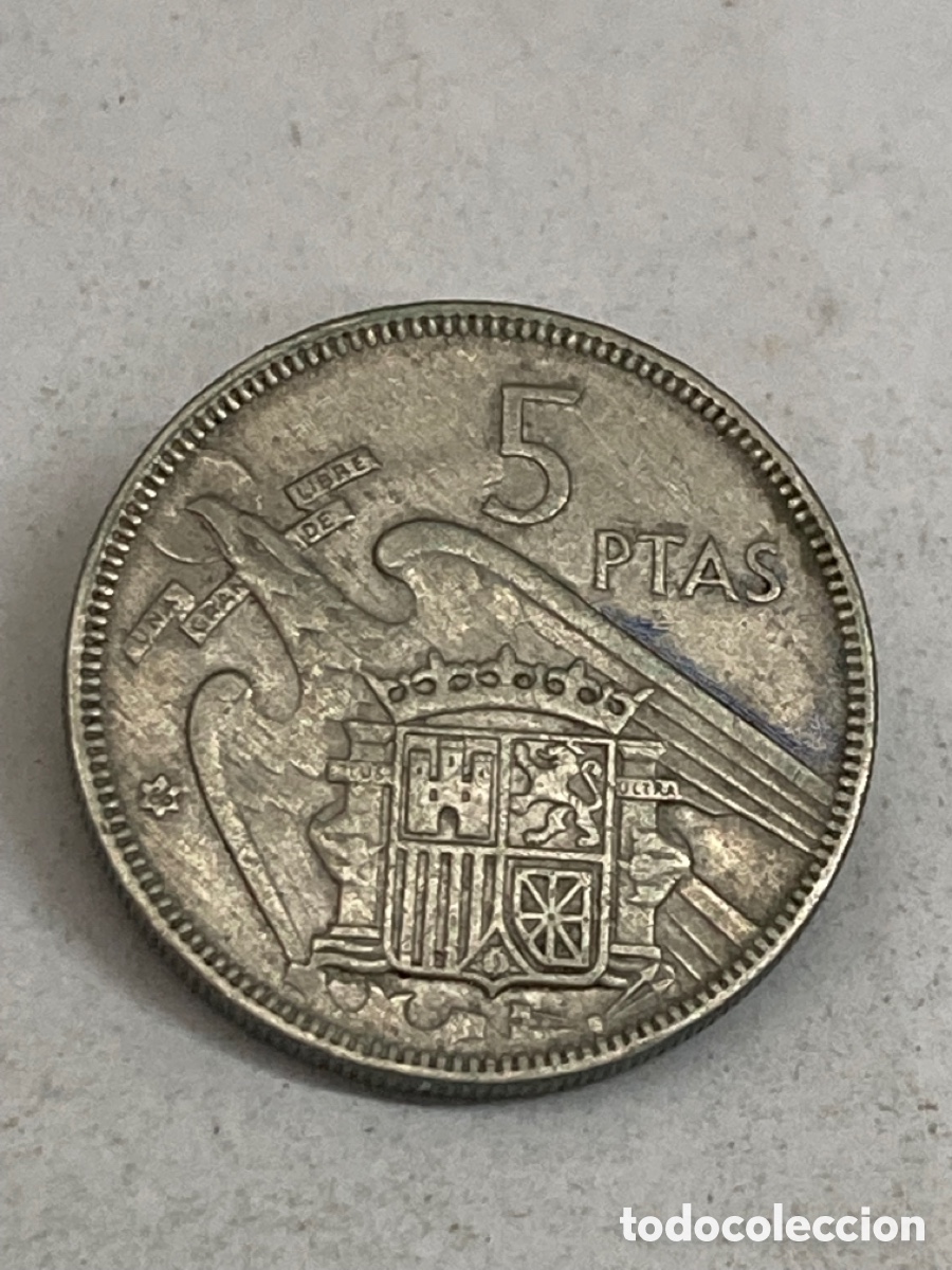 Monedas Franco: Moneda de 5 pesetas 1957 *66 - Foto 2