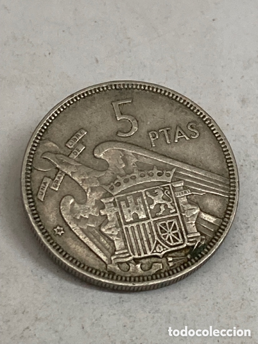 Monedas Franco: Moneda de 5 pesetas 1957 *59 - Foto 2