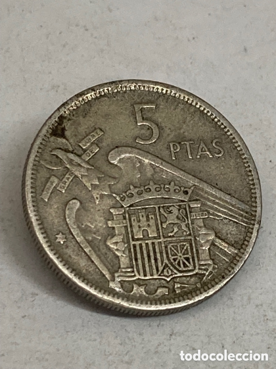 Monedas Franco: Moneda de 5 pesetas 1957 - Foto 2