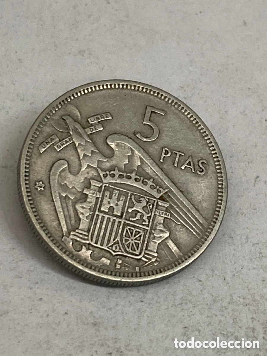 Monedas Franco: Moneda de 5 pesetas 1957 *58 - Foto 2