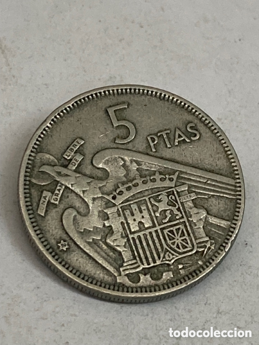Monedas Franco: Moneda de 5 pesetas 1957 *59 - Foto 2