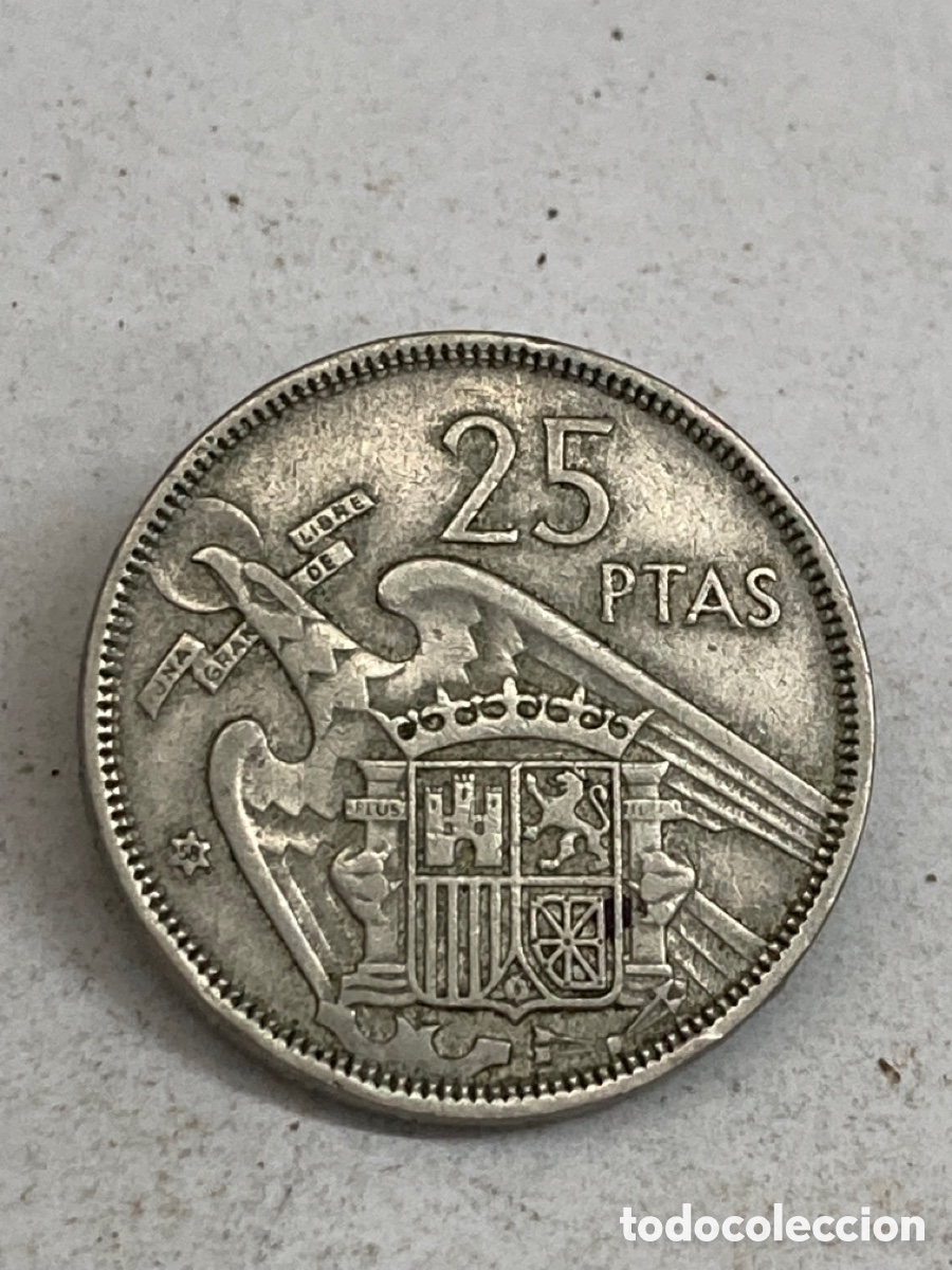 Monedas Franco: Moneda de 25 pesetas 1957*58 - Foto 2