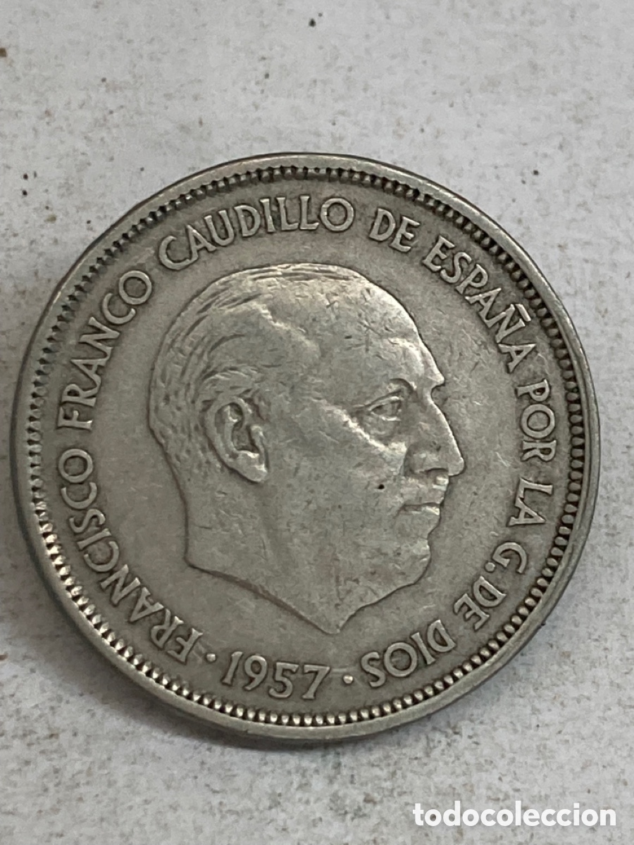 Monedas Franco: Moneda de 25 pesetas 1957 *59 - Foto 2