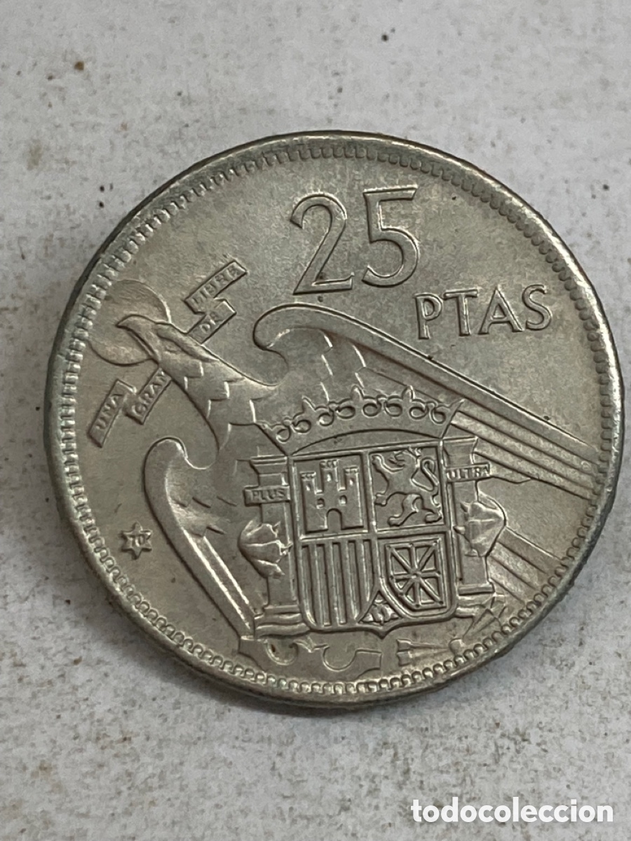 Monedas Franco: Moneda de 25 pesetas 1957 *70 - Foto 1
