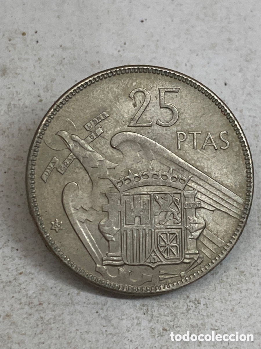 Monedas Franco: Moneda de 25 pesetas 1957 *65 - Foto 2