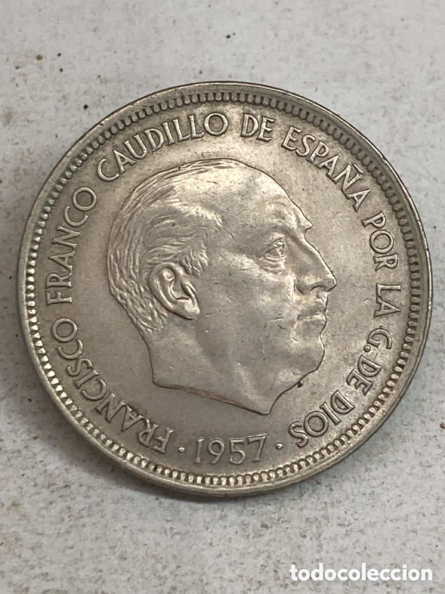 Monedas Franco: Moneda de 50 pesetas 1957 *58 - Foto 2
