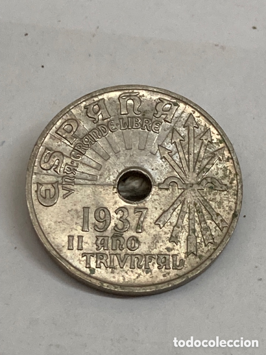 Monedas Franco: Moneda de 25 c&eacute;ntimos 1937 - Foto 2
