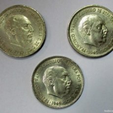 Monedas Franco: CONJUNTO DE 3 MONEDAS DE 5 PESETAS DE 1949 * 19 - 50. FRANCISCO FRANCO ESTADO ESPAÑOL. LOTE 4132. Lote 364794996