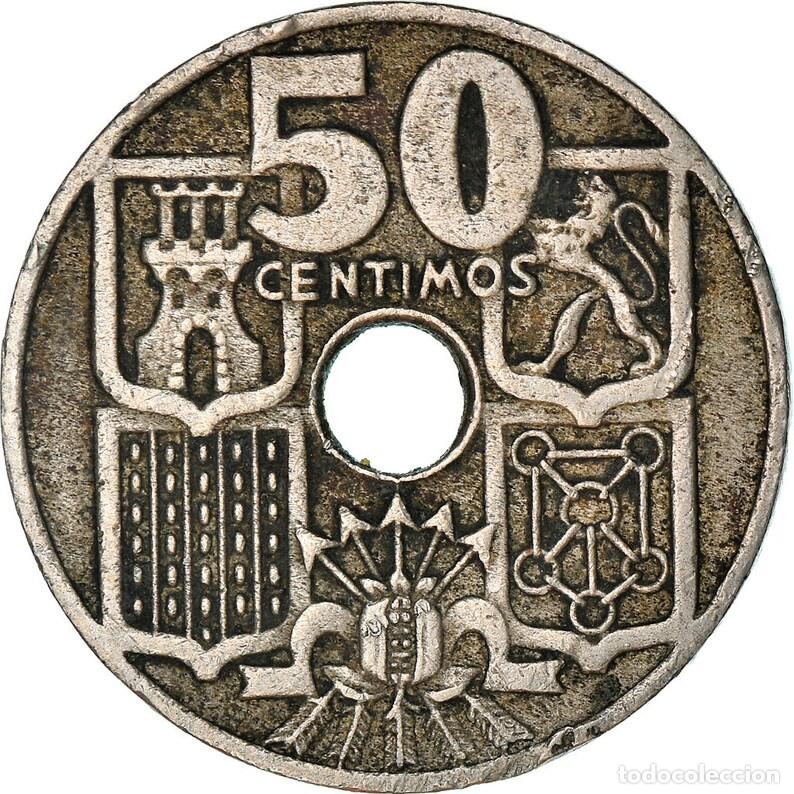 Monedas Franco: Monedas de 50 c&eacute;ntimos, 1949 (5) y 1963 (1) - Foto 1