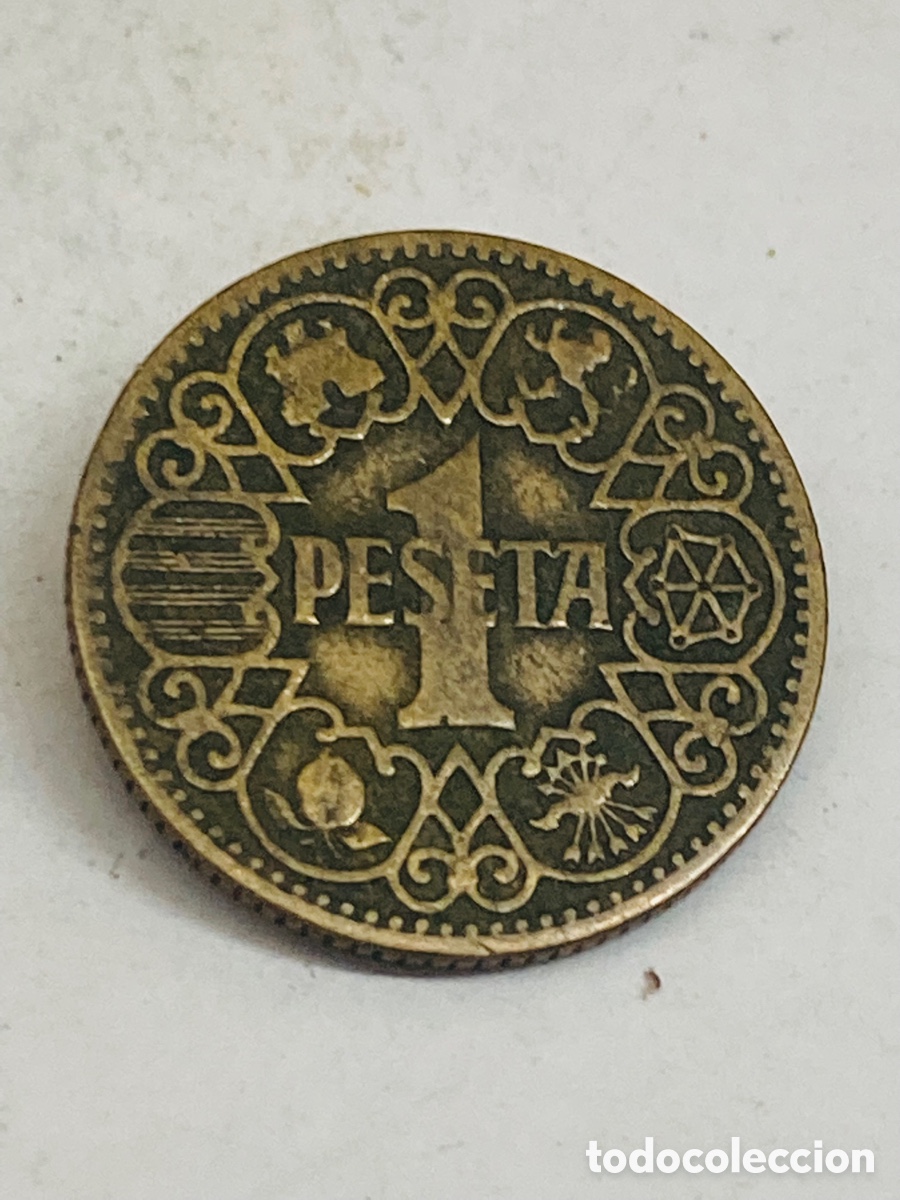 Monedas Franco: Moneda de una peseta 1944 - Foto 2