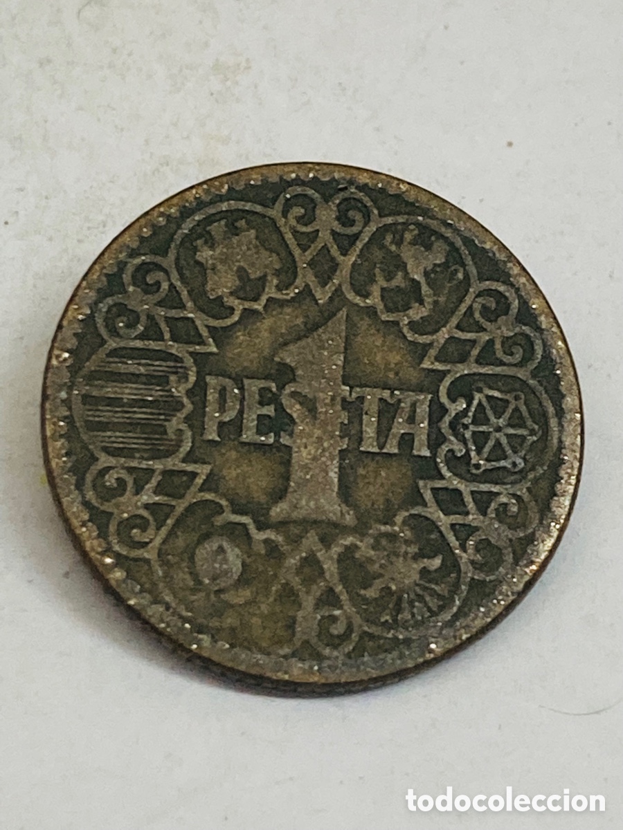 Monedas Franco: Moneda de una peseta 1944 - Foto 2