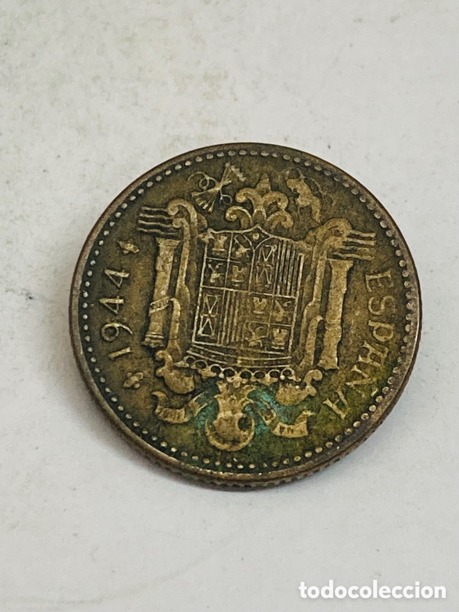 Monedas Franco: Moneda de una peseta 1944 - Foto 2